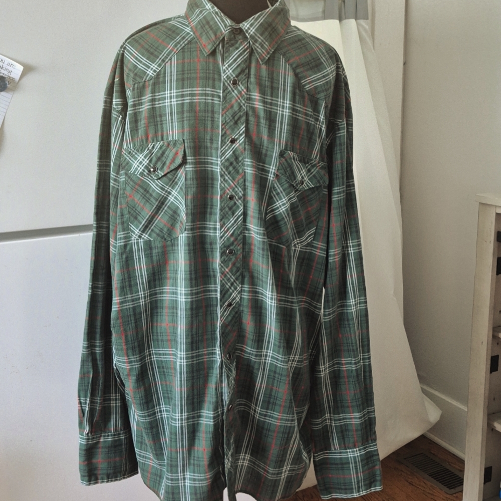 Corral West Ranchwear Western Cowboy Shirt Size 2XT Black Pearl Snaps Plaid Red